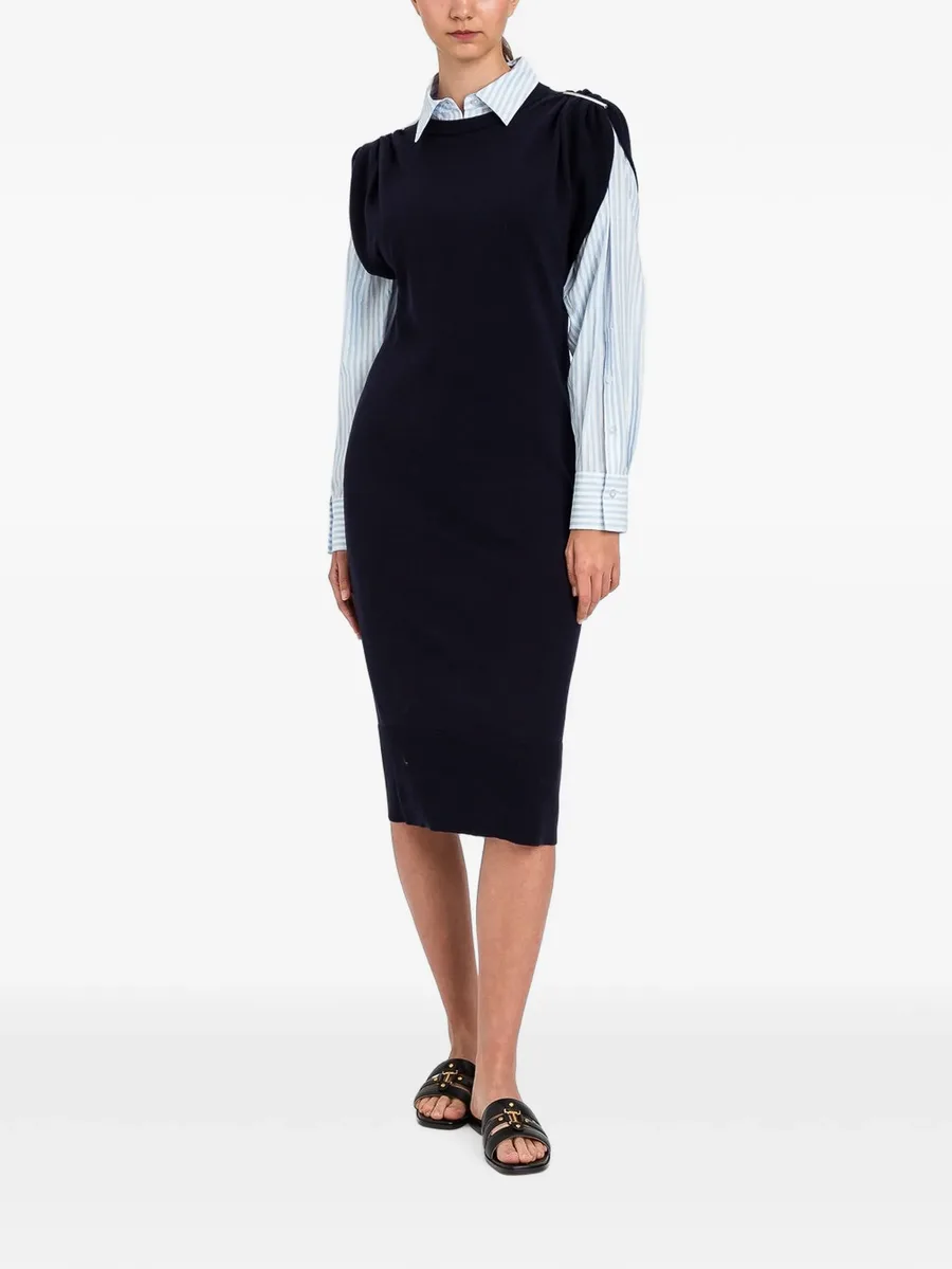 gathered-shoulder sleeveless midi dress 1
