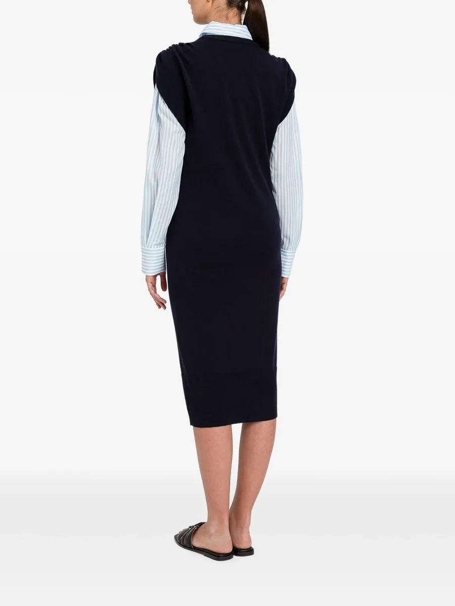 gathered-shoulder sleeveless midi dress 2