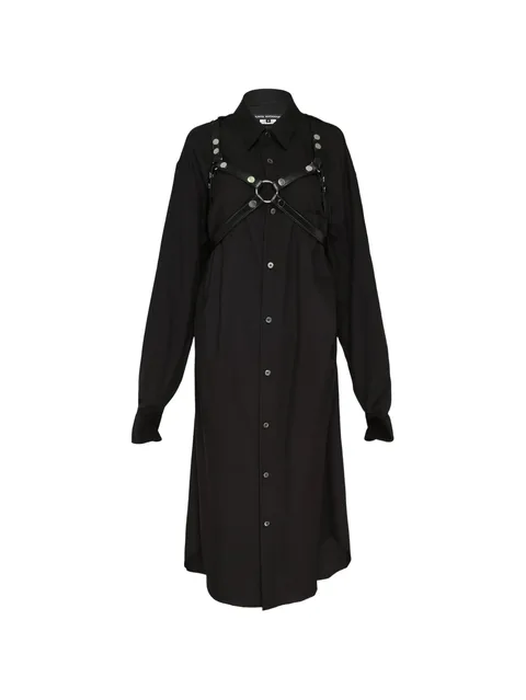 harness-detail long-sleeve midi dress