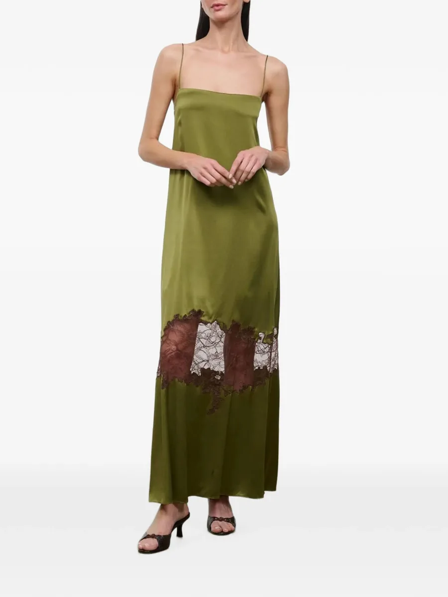 Delfina lace-trim silk dress 1