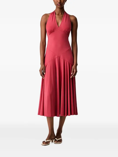 stretch matte jersey halter midi dress