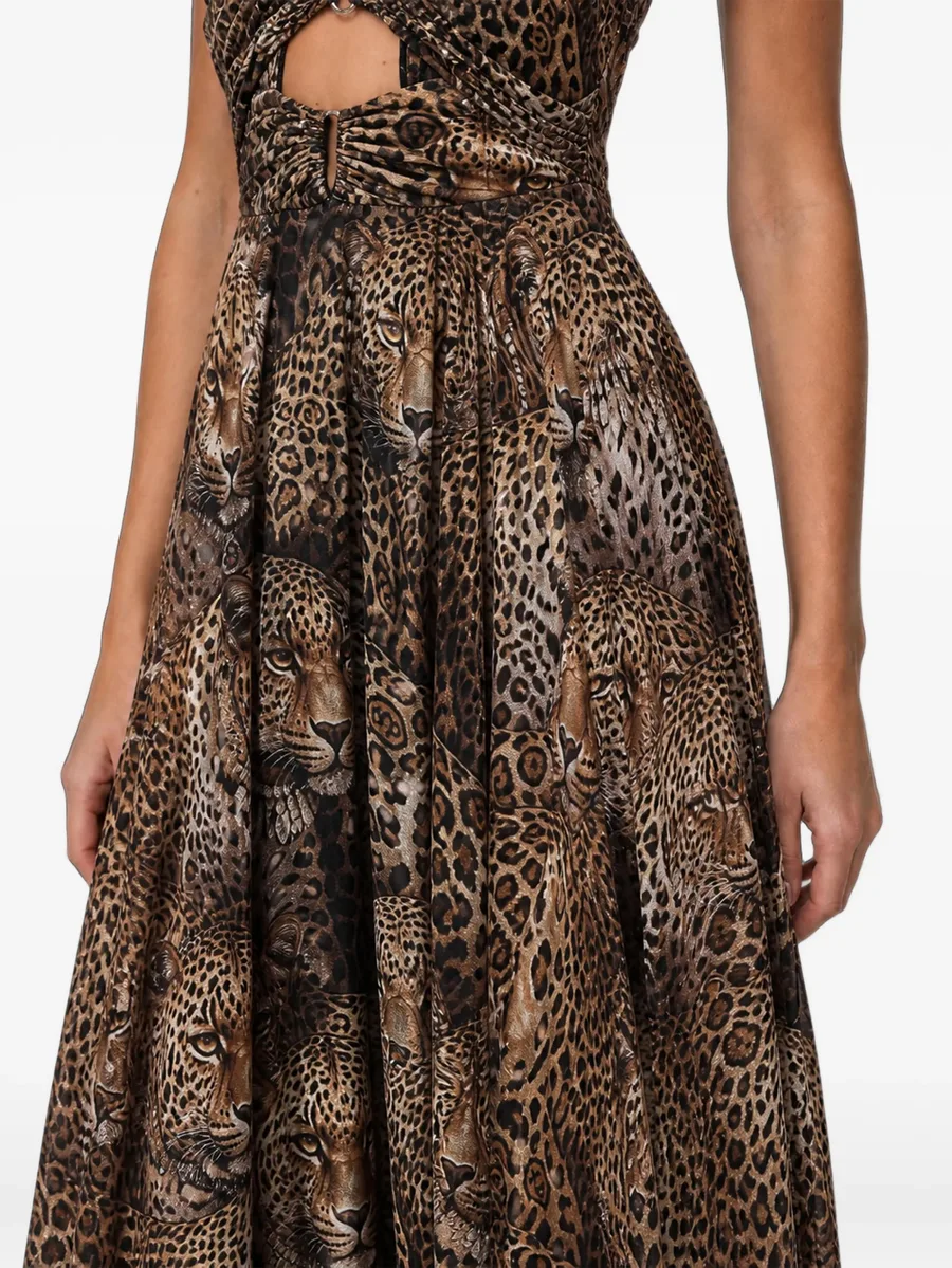 open-back piercing long dress all-over leopard 4
