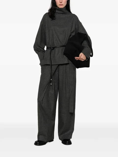 pinstripe-pattern wrap-style trousers