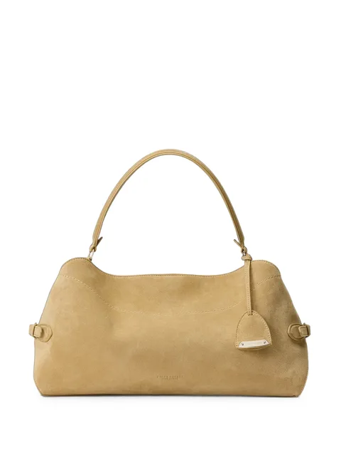 buckle-detail suede tote bag