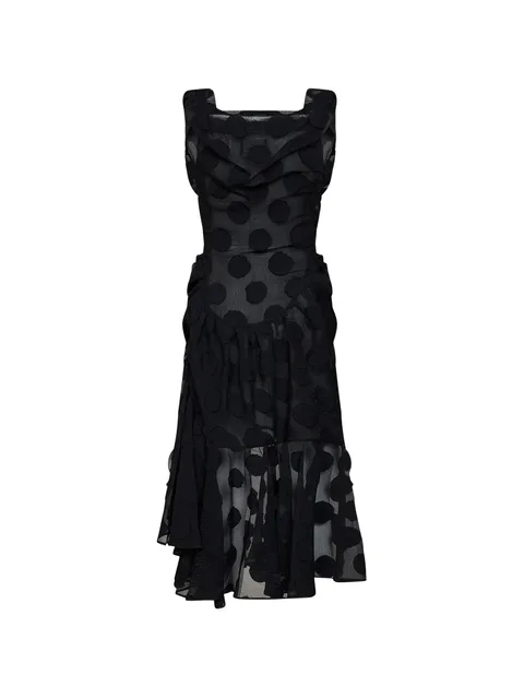 Ginnie polka-dot ruffled asymmetric dress