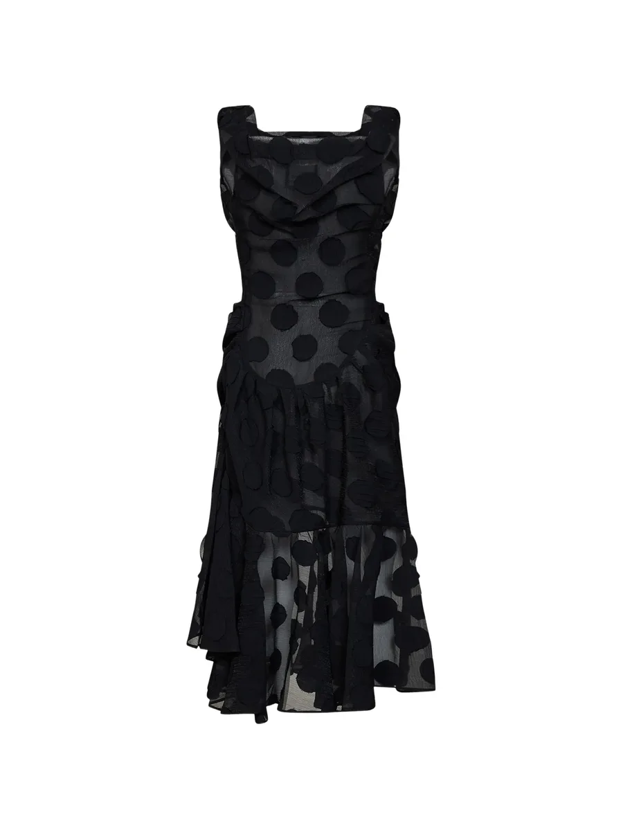 Ginnie polka-dot ruffled asymmetric dress 1