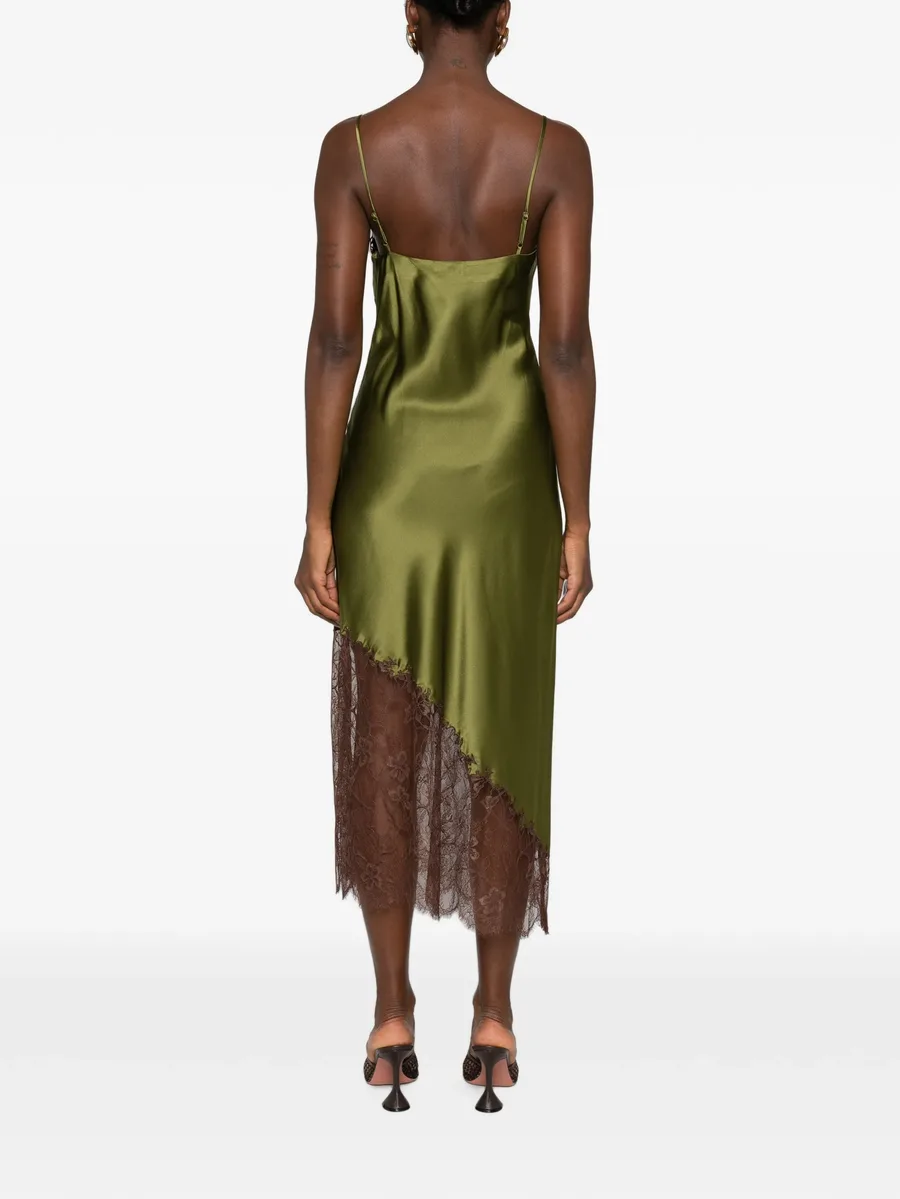 Lara lace-trim silk asymmetric dress 2