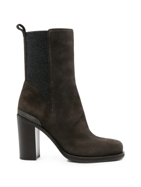 monili-trim suede ankle boots