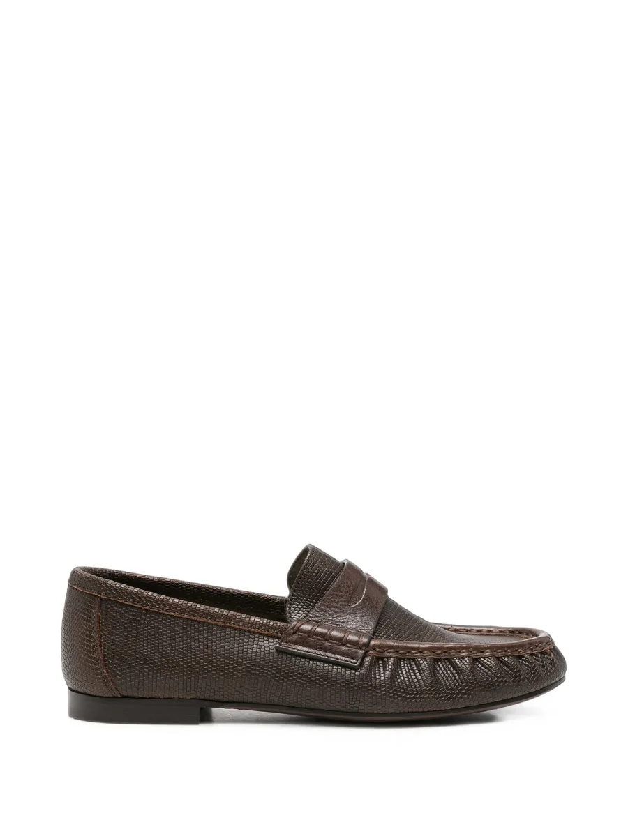 reptile-effect leather loafers 1