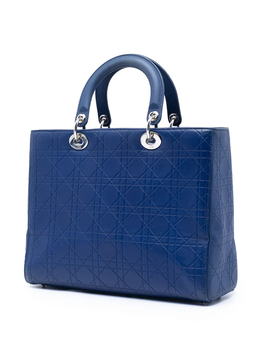 сумка-сэтчел Ultra Matte Calfskin Cannage Embossed Lady Dior среднего размера (2013 год) 3
