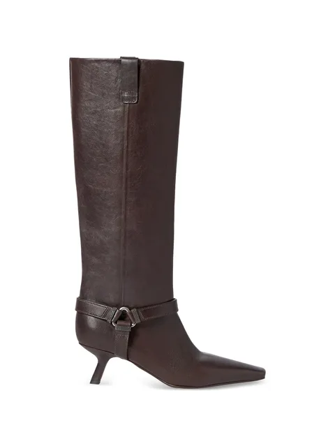 riding leather city boots with shiny loops