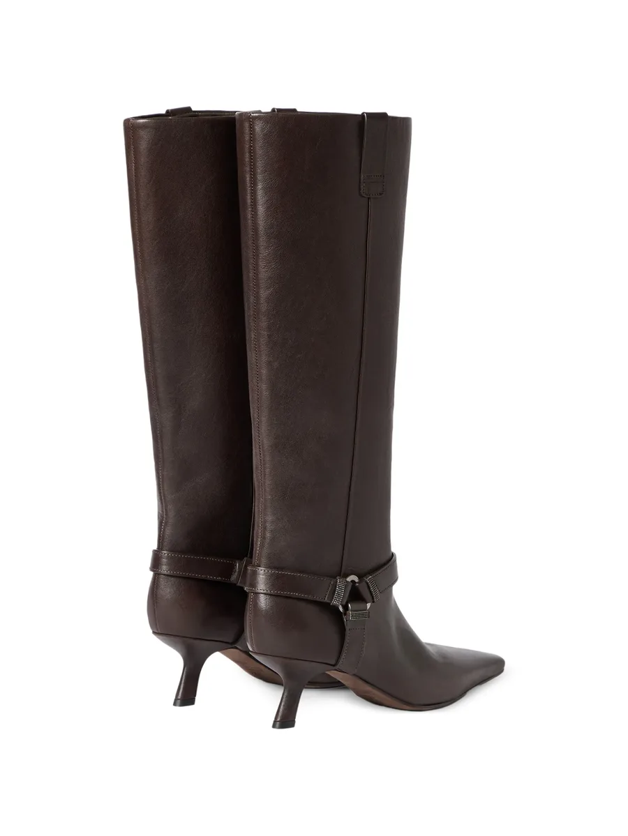 riding leather city boots with shiny loops 3