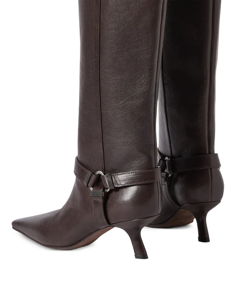 riding leather city boots with shiny loops 4