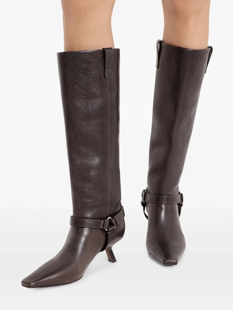 riding leather city boots with shiny loops 6