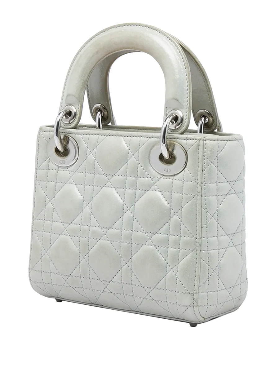 2015 Mini Iridescent Lambskin Cannage Lady Dior satchel 3