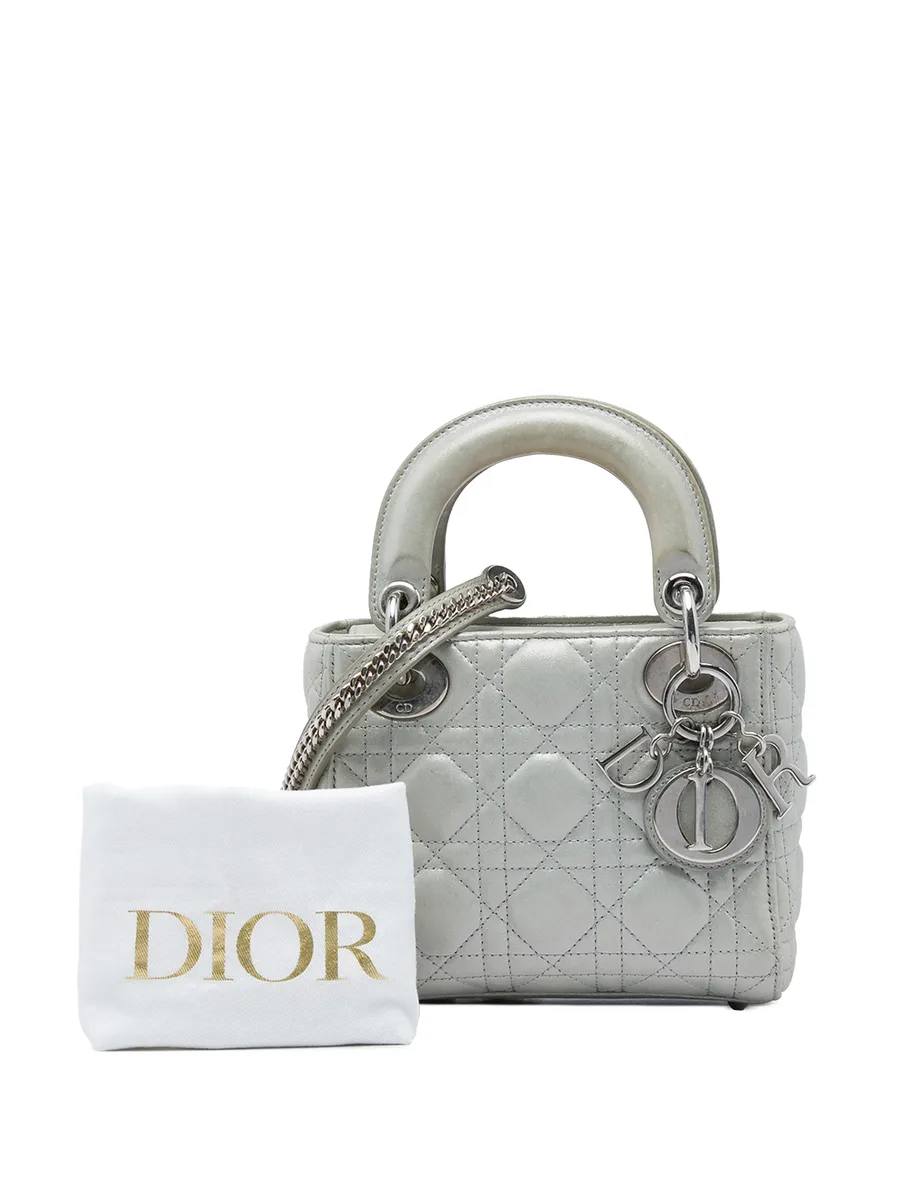 2015 Mini Iridescent Lambskin Cannage Lady Dior satchel 6