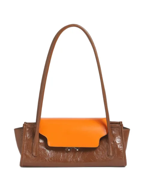 brown and orange leather Trunkette bag
