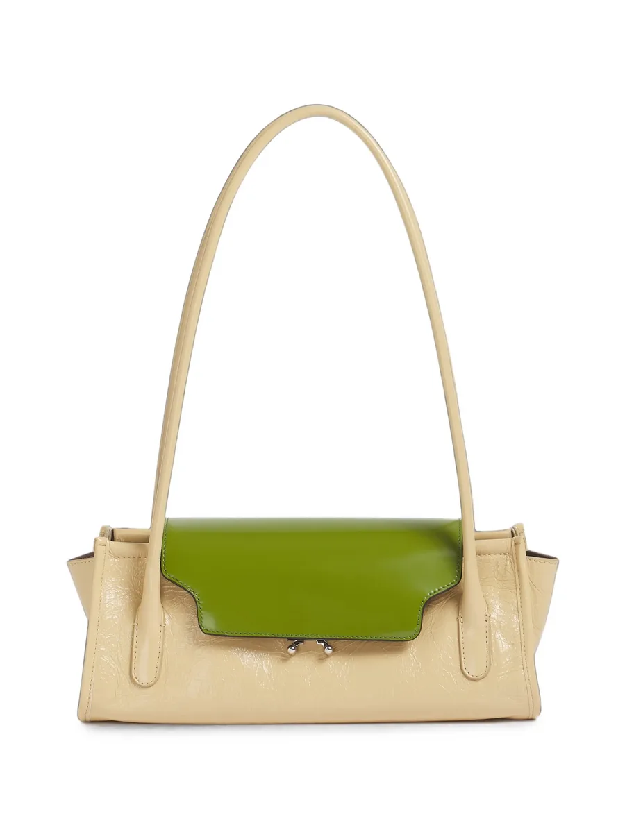 cream and green leather Trunkette bag 1