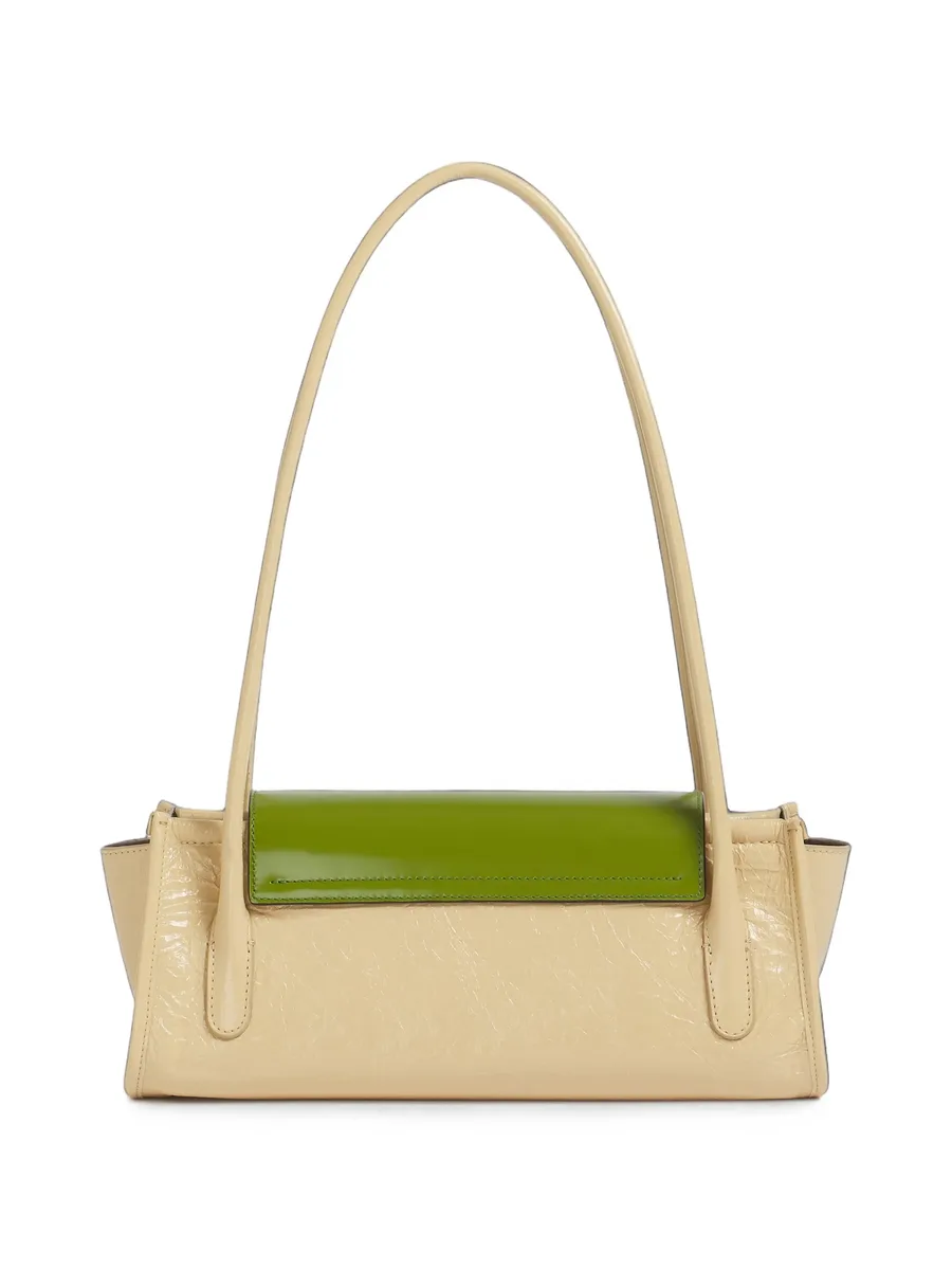 cream and green leather Trunkette bag 2