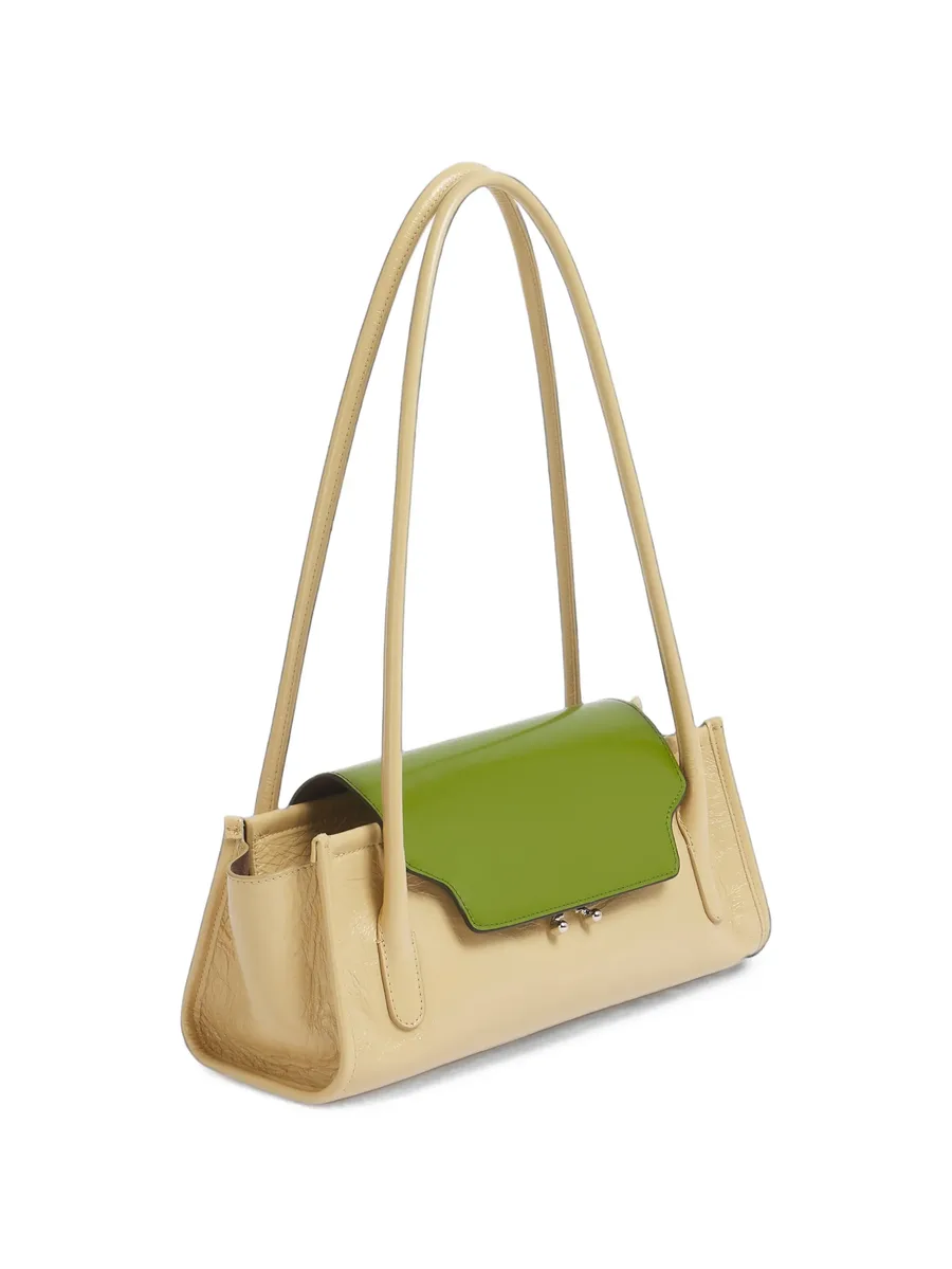 cream and green leather Trunkette bag 3