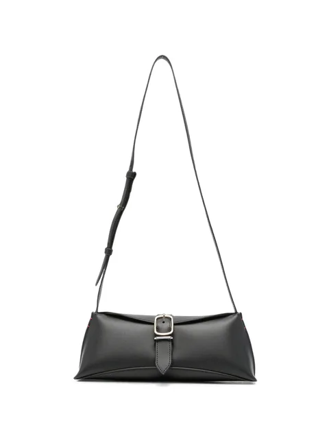 buckle-detail leather shoulder bag