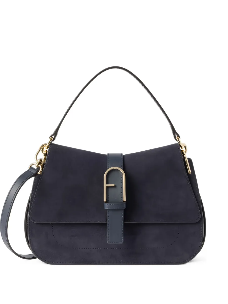 logo-plaque suede clutch bag 1