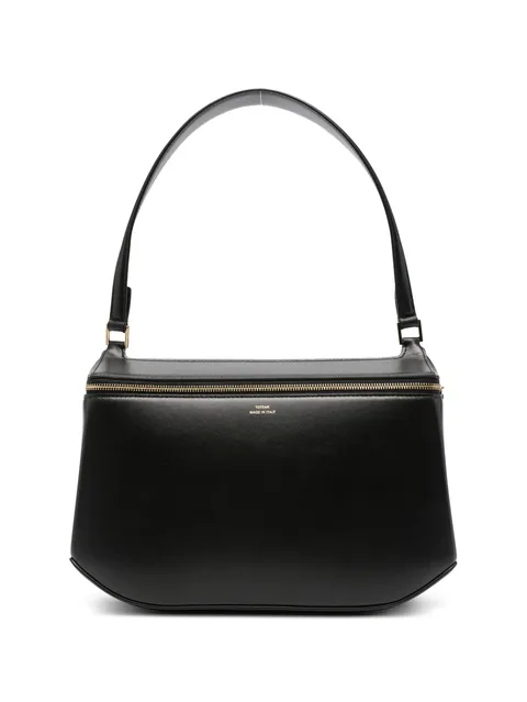Clip leather shoulder bag