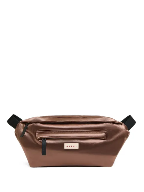 logo-patch satin belt bag