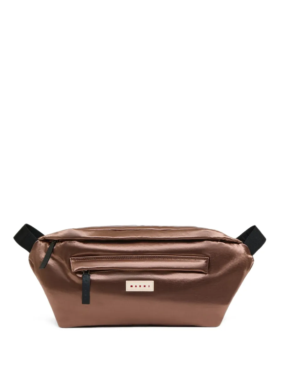 logo-patch satin belt bag 1