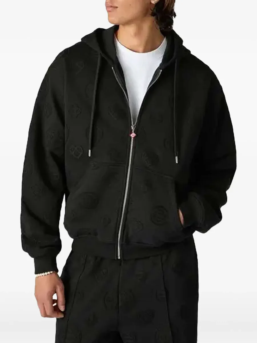 Monogram zip-up hoodie 2