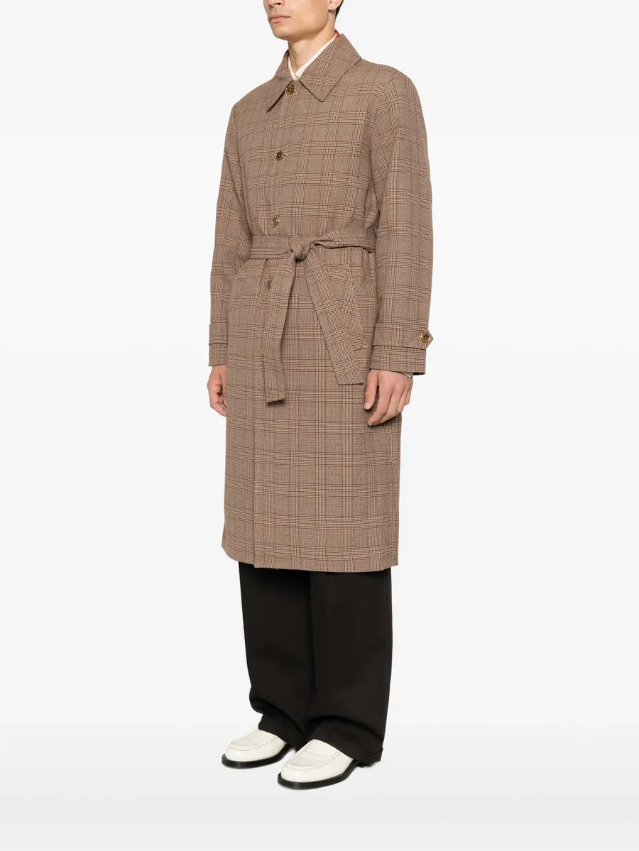 check-pattern belted coat 2