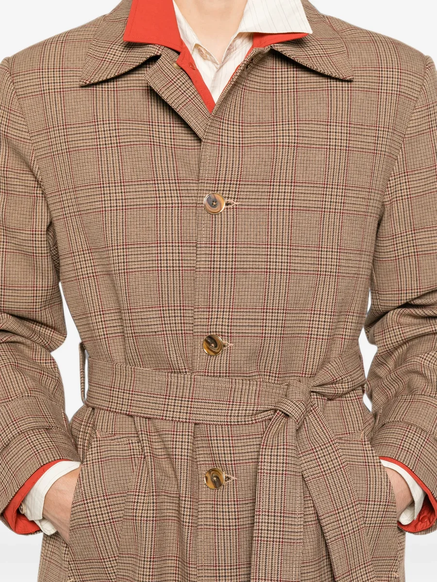 check-pattern belted coat 3