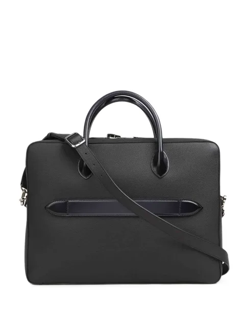 grained leather laptop bag