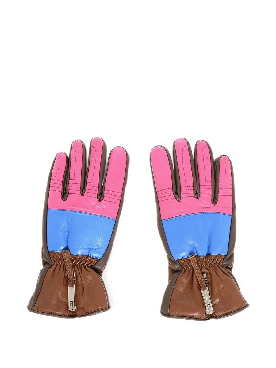 colour-block leather gloves 1