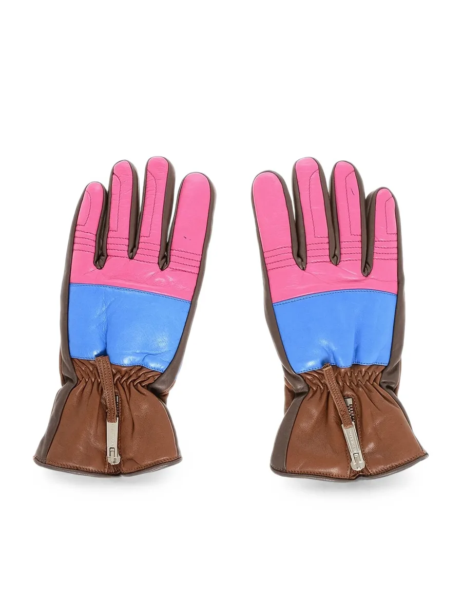 colour-block leather gloves 2