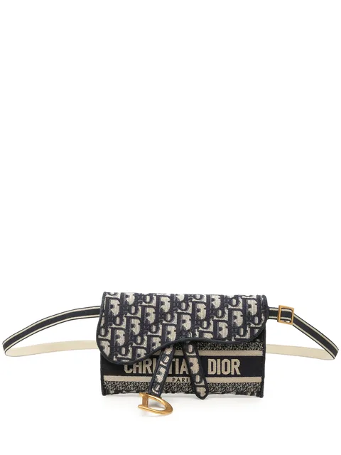 2021 Oblique Canvas Embroidered Saddle Slim Pouch belt bag