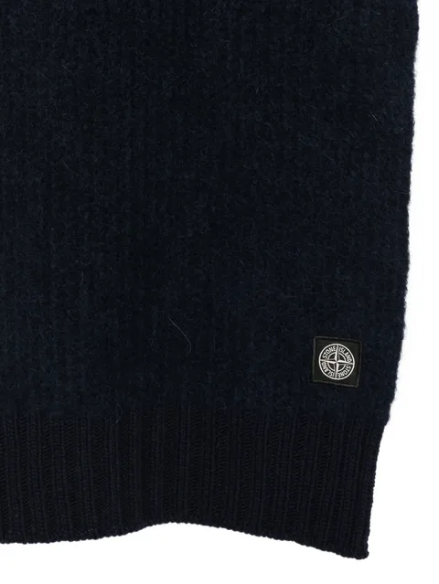 logo-patch ribbed-knit scarf
