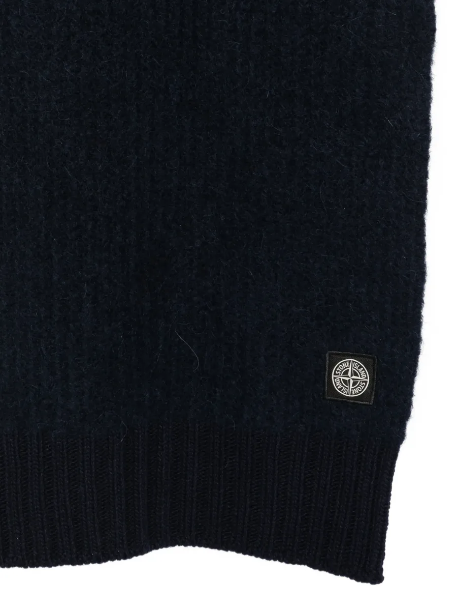 logo-patch ribbed-knit scarf 1