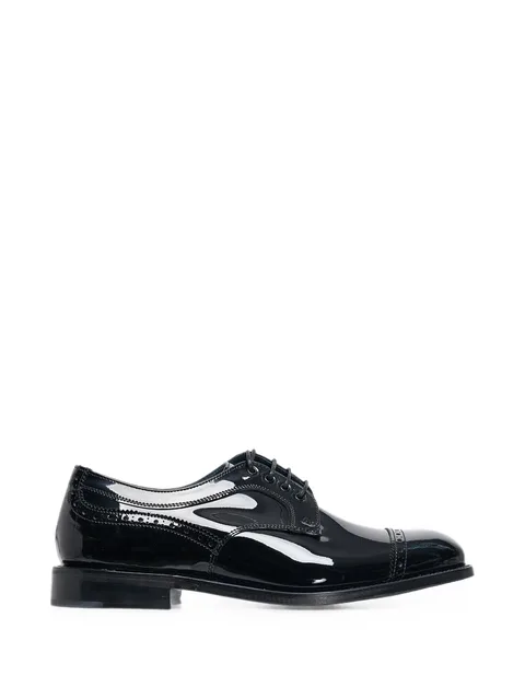 x Tricker's brogue-detail patent-leather derby shoes
