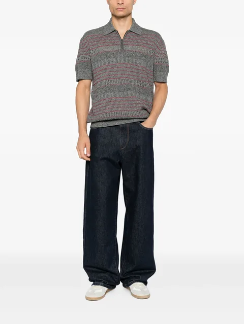 striped quarter-zip kinit polo
