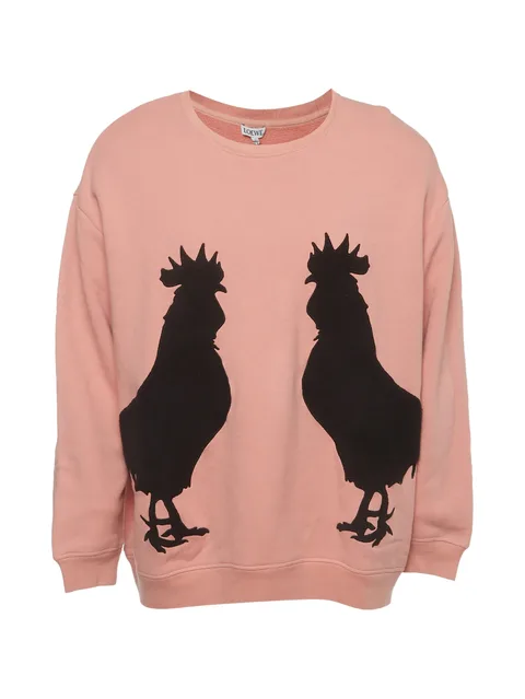 rooster-embroidered sweatshirt