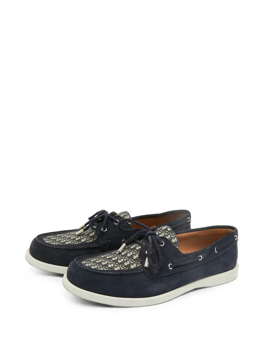 Oblique jacquard suede boat shoes 2