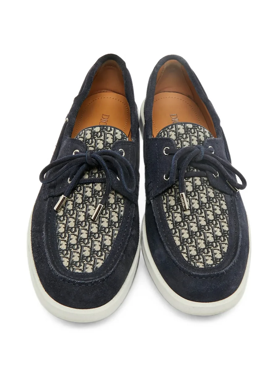 Oblique jacquard suede boat shoes 3
