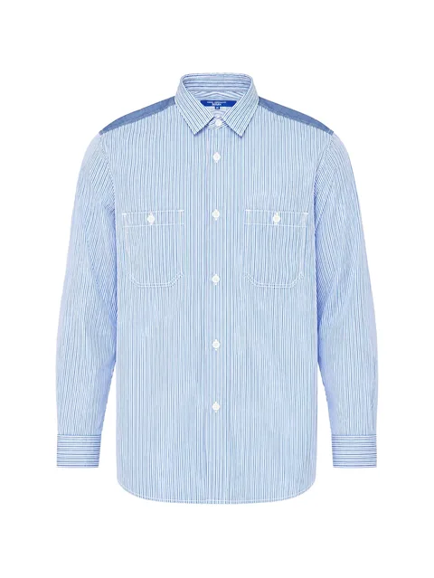 striped patch-detail shirt