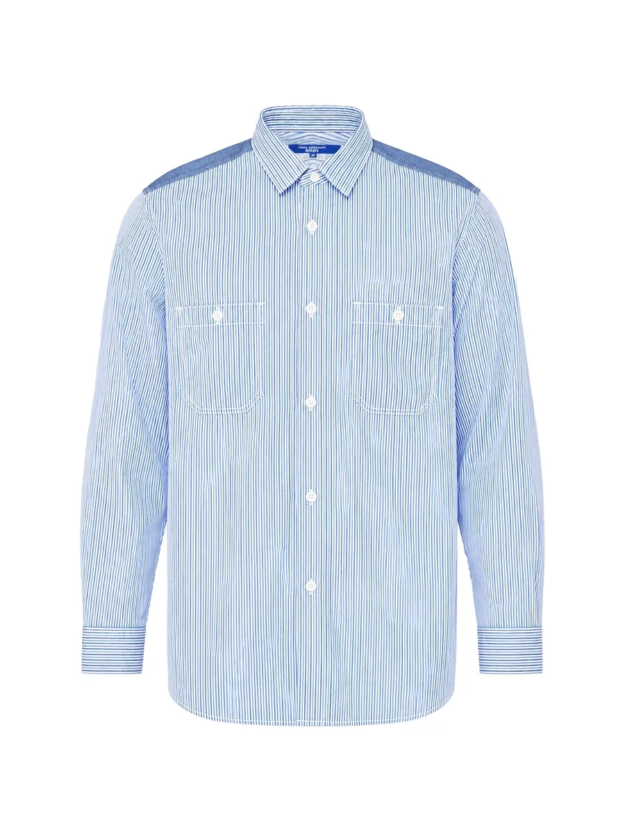 striped patch-detail shirt 1