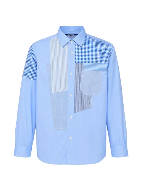 patchwork-design long-sleeve shirt