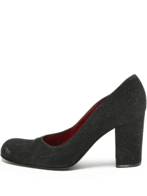 95mm leather block-heel pumps