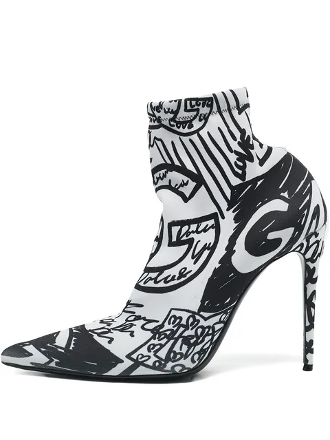 105mm graffiti-print pumps
