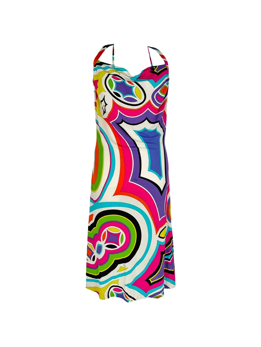 printed halterneck dress 1