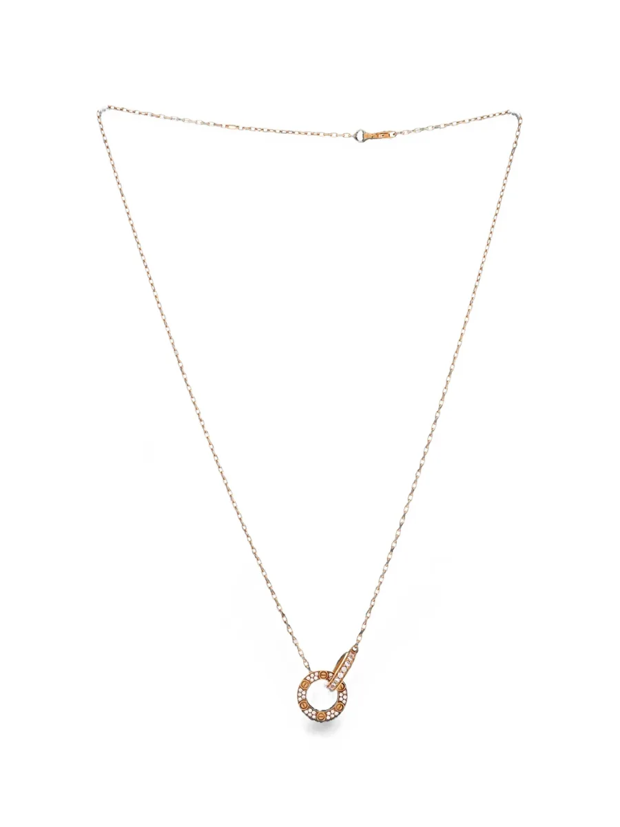 Love Interlocking Pave 18K Rose Gold and Diamonds necklace 2
